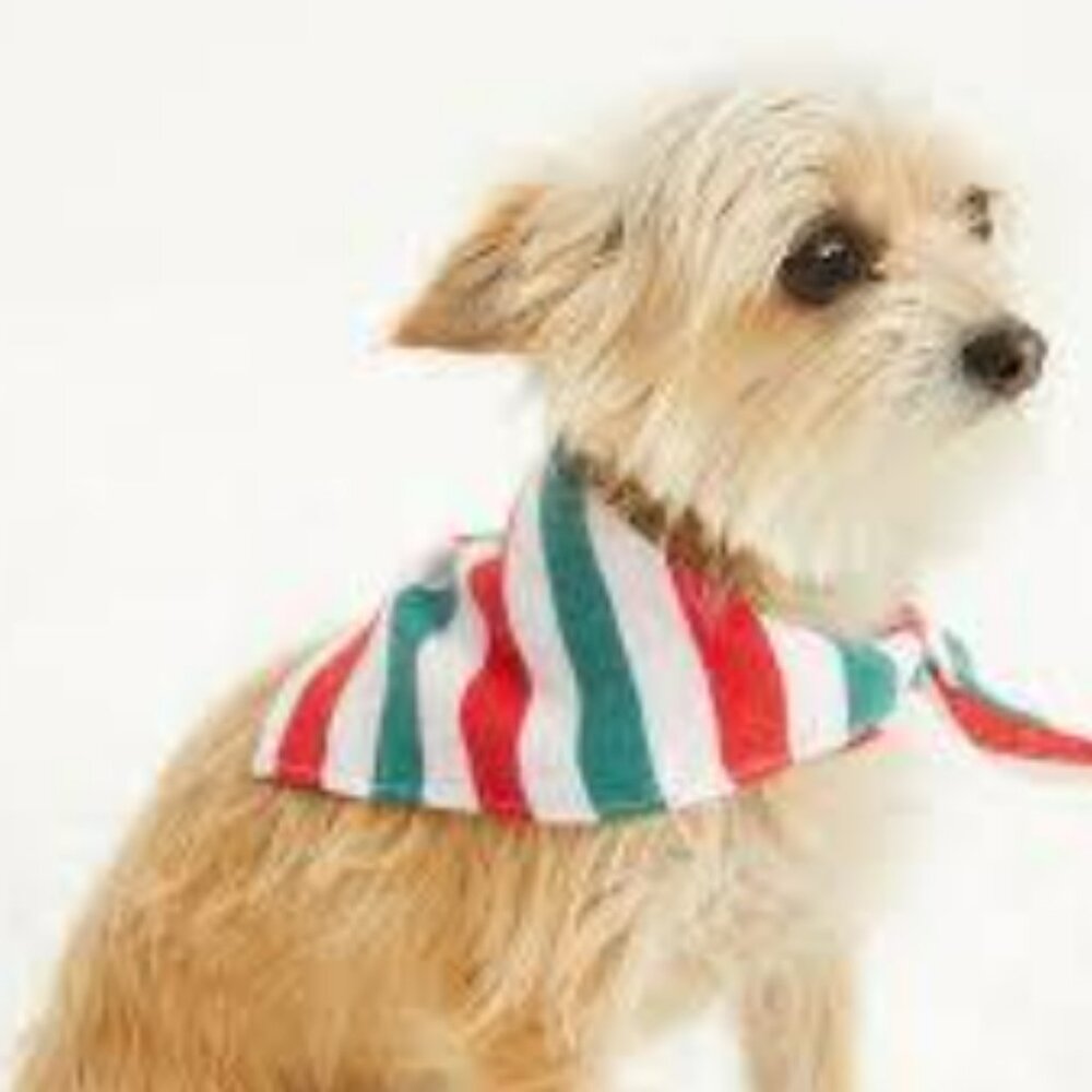 Old Navy Holiday Red/Green Stripe Patterned Flannel Bandana Pets (Cat/Dog) NWT